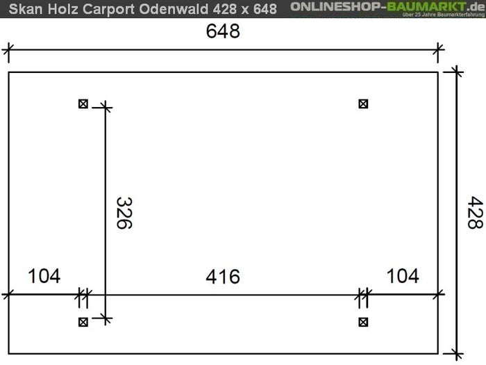 Skan Holz Carport Odenwald 428 x 648 cm Leimholz