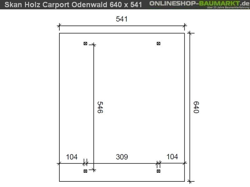 Skan Holz Carport Odenwald 640 x 541 cm Leimholz