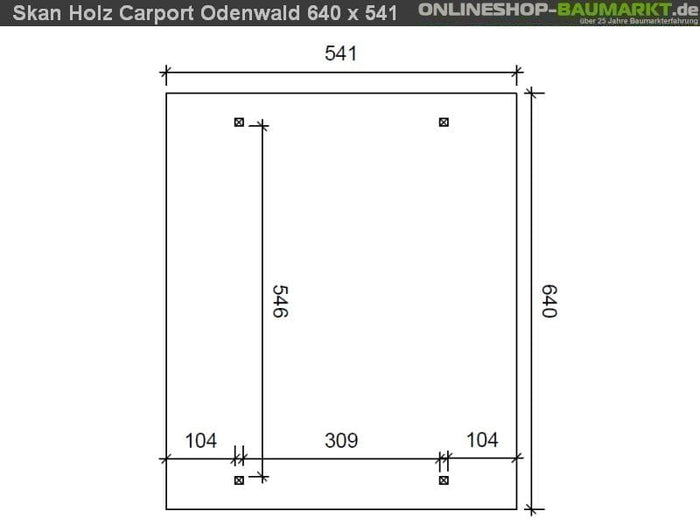 Skan Holz Carport Odenwald 640 x 541 cm Leimholz