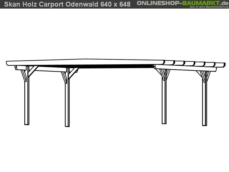 Skan Holz Carport Odenwald 640 x 648 cm Leimholz