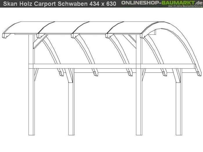 Skan Holz Carport Schwaben 434 x 630 cm Leimholz