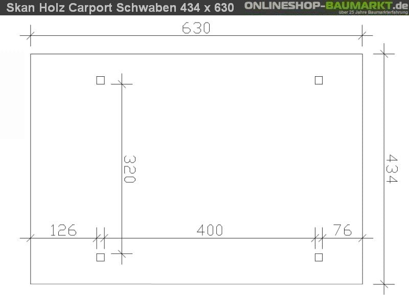 Skan Holz Carport Schwaben 434 x 630 cm Leimholz