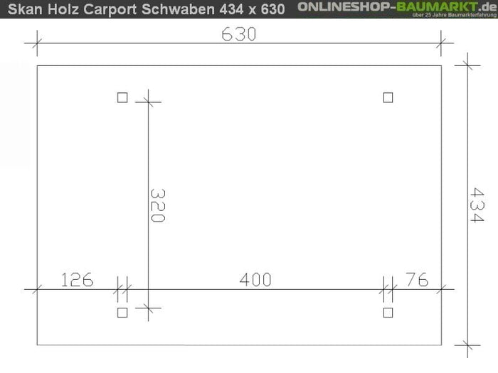 Skan Holz Carport Schwaben 434 x 630 cm Leimholz