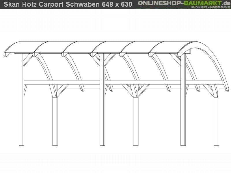 Skan Holz Carport Schwaben 648 x 630 cm Leimholz