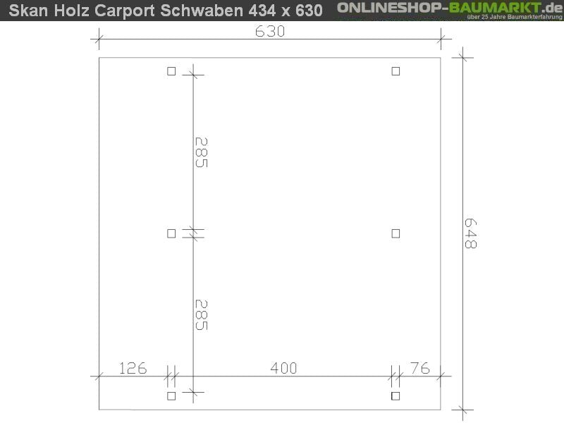 Skan Holz Carport Schwaben 648 x 630 cm Leimholz