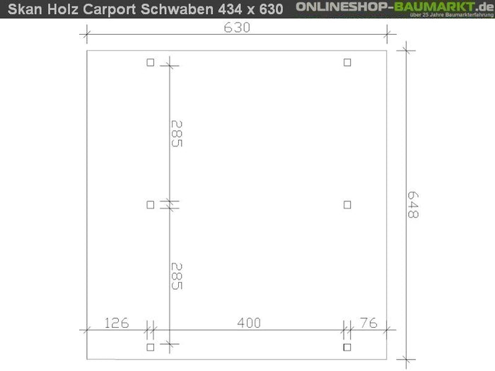 Skan Holz Carport Schwaben 648 x 630 cm Leimholz