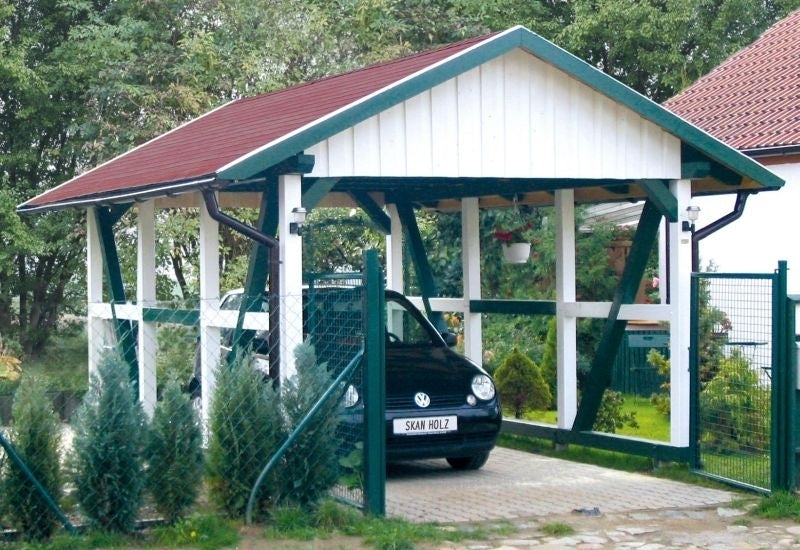 Skan Holz Carport Schwarzwald 424 x 600 cm mit Rückwand