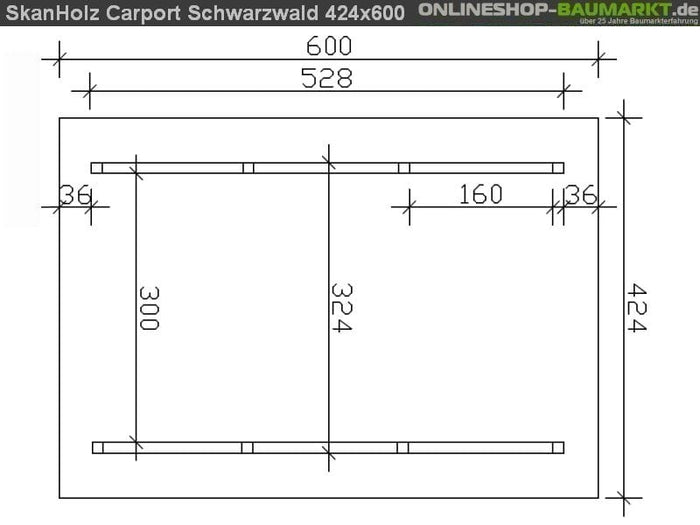 Skan Holz Carport Schwarzwald 424 x 600 cm