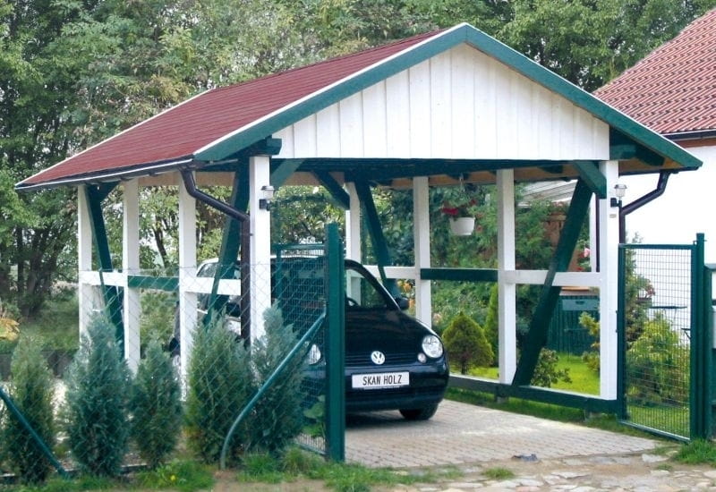 Skan Holz Carport Schwarzwald 424 x 772 cm mit Rückwand