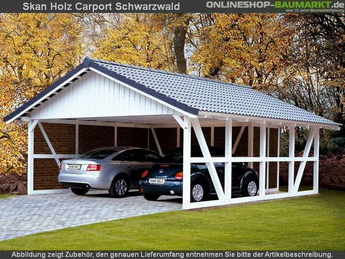 Skan Holz Carport Schwarzwald 684 x 600 cm mit Rückwand