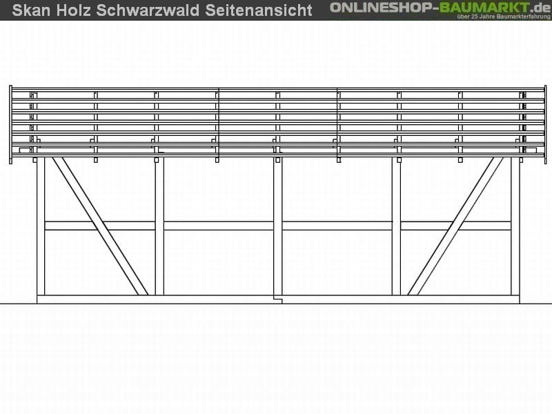 Skan Holz Carport Schwarzwald 684 x 772 cm mit Rückwand