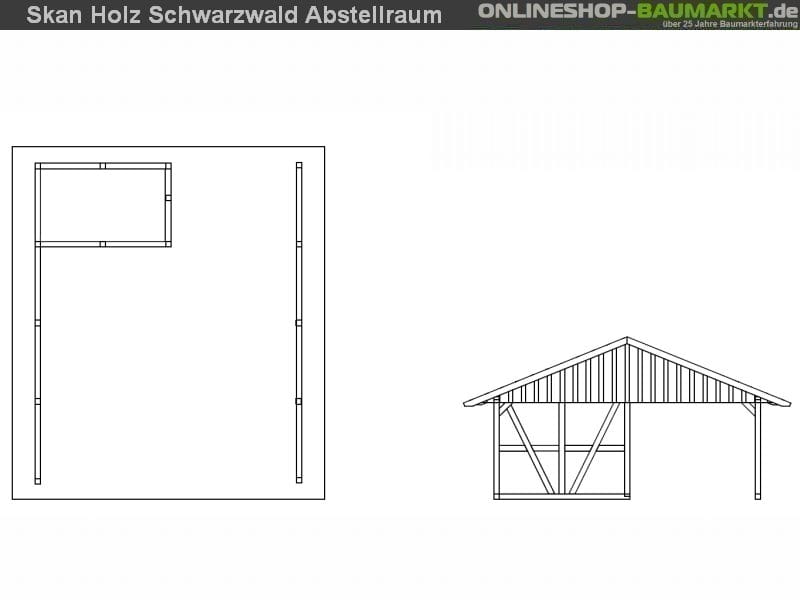 Skan Holz Carport Schwarzwald 684 x 772 cm mit Abstellraum