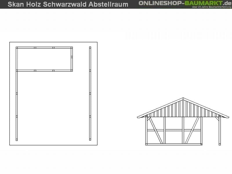 Skan Holz Carport Schwarzwald 684 x 772 cm mit Abstellraum
