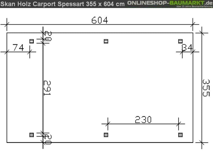 Skan Holz Carport Spessart 355 x 604 cm Leimholz