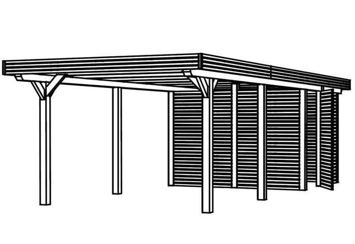 Skan Holz Carport Spessart 355 x 846 cm Leimholz mit Abstellraum