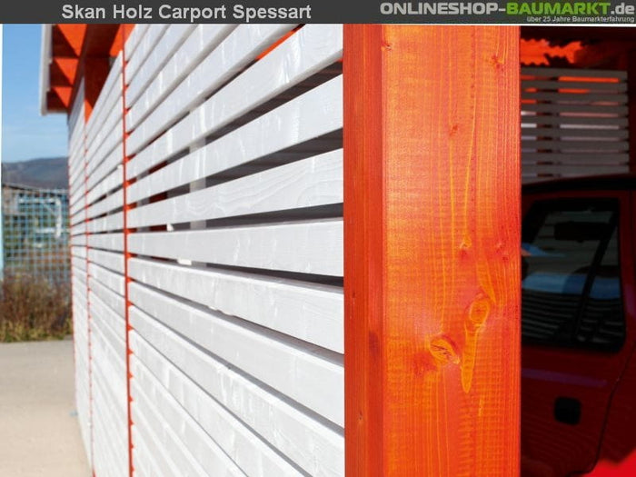 Skan Holz Carport Spessart 355 x 846 cm Leimholz mit Abstellraum