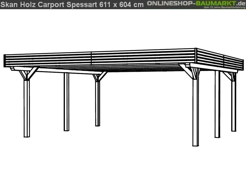 Skan Holz Carport Spessart 611 x 604 cm Leimholz