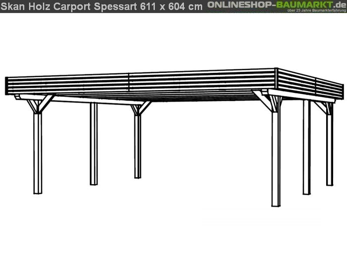 Skan Holz Carport Spessart 611 x 604 cm Leimholz