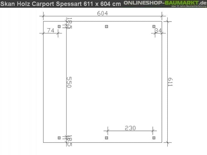 Skan Holz Carport Spessart 611 x 604 cm Leimholz