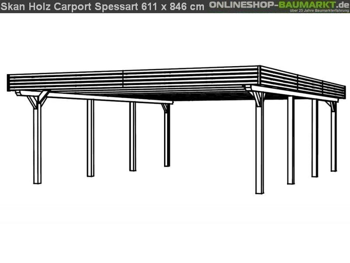 Skan Holz Carport Spessart 611 x 846 cm Leimholz