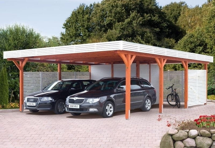 Skan Holz Carport Spessart 611 x 846 cm Leimholz mit Abstellraum