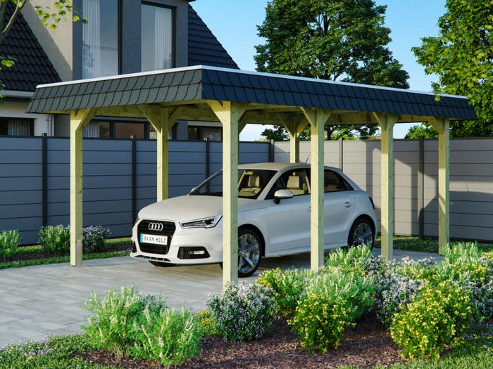 Skan Holz Carport Spreewald 345 x 589 cm mit schwarzer Blende