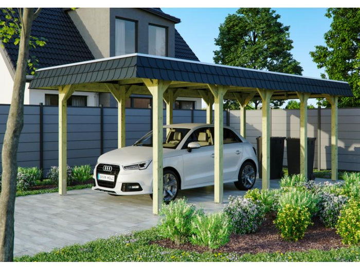 Skan Holz Carport Spreewald 345 x 741 cm mit schwarzer Blende