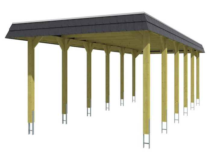 Skan Holz Carport Spreewald 345 x 893 cm mit schwarzer Blende