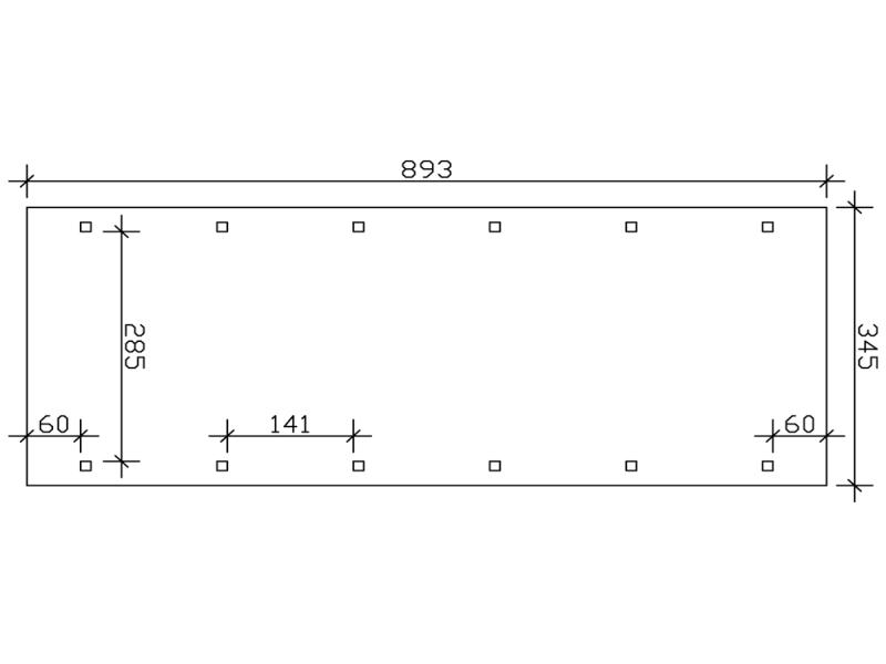 Skan Holz Carport Spreewald 345 x 893 cm mit schwarzer Blende