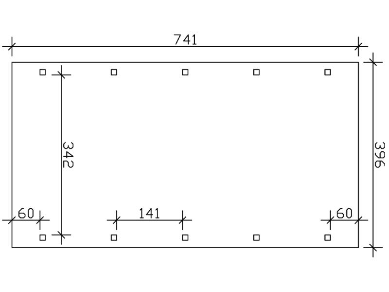 Skan Holz Carport Spreewald 396 x 741 cm mit schwarzer Blende