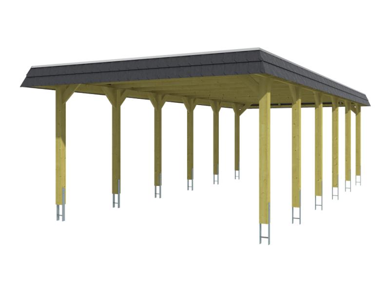 Skan Holz Carport Spreewald 396 x 893 cm mit schwarzer Blende