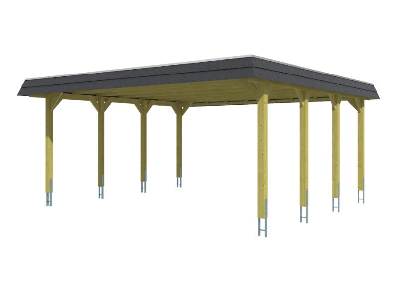 Skan Holz Carport Spreewald 585 x 589 cm mit schwarzer Blende