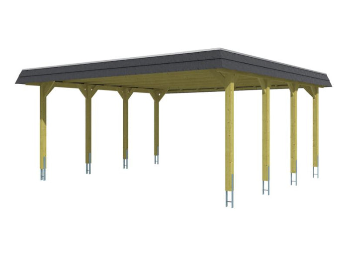 Skan Holz Carport Spreewald 585 x 589 cm mit schwarzer Blende