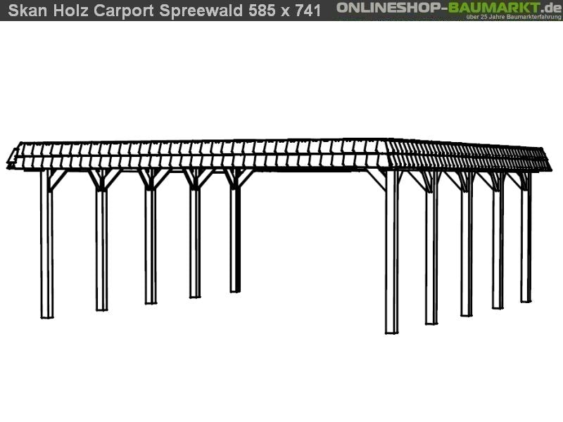 Skan Holz Carport Spreewald 585 x 741 cm mit roter Blende