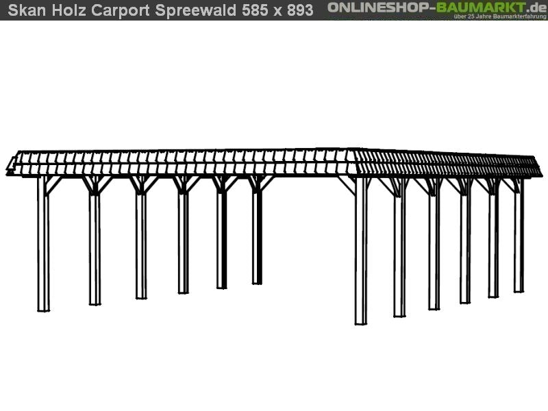 Skan Holz Carport Spreewald 585 x 893 cm mit roter Blende