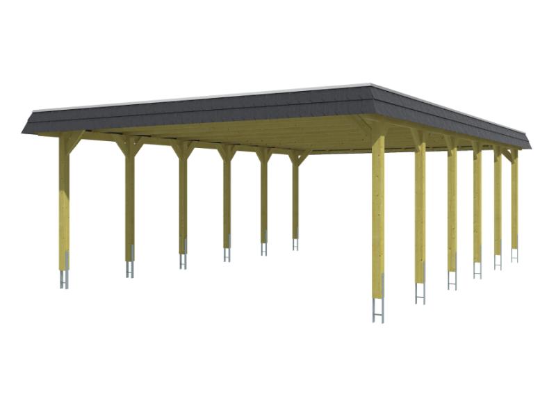 Skan Holz Carport Spreewald 585 x 893 cm mit schwarzer Blende
