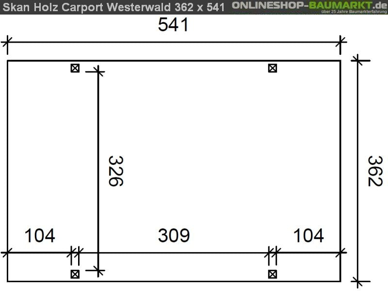 Skan Holz Carport Westerwald 362 x 541 cm Leimholz