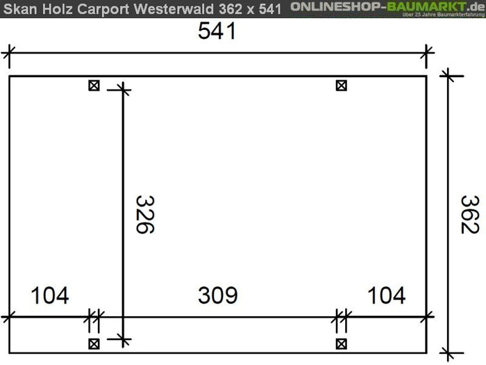 Skan Holz Carport Westerwald 362 x 541 cm Leimholz