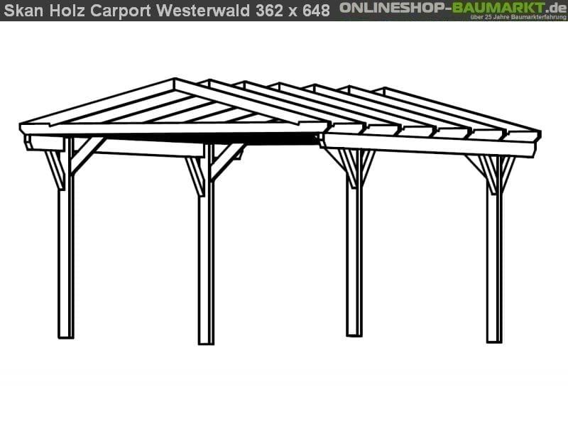 Skan Holz Carport Westerwald 362 x 648 cm Leimholz