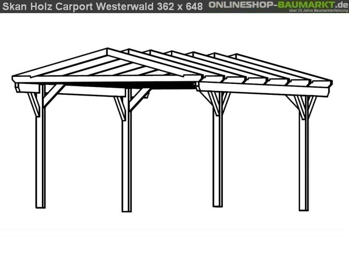 Skan Holz Carport Westerwald 362 x 648 cm Leimholz