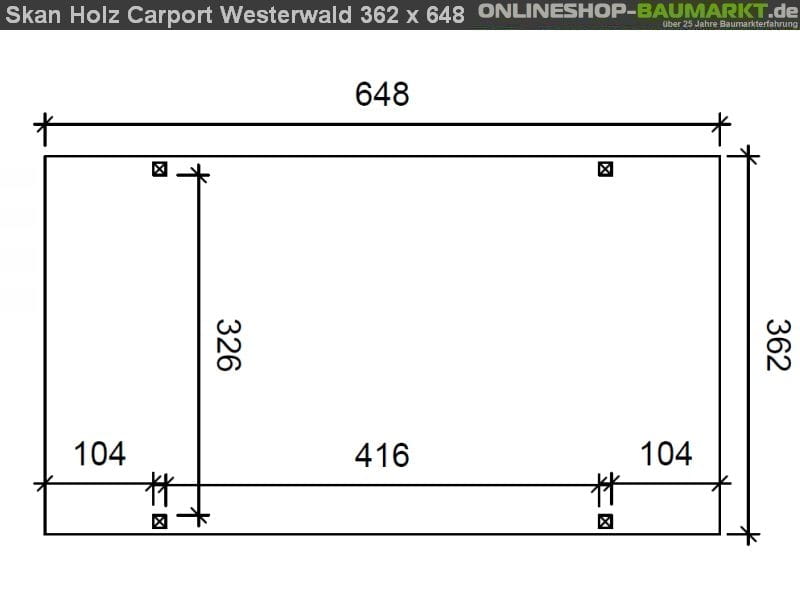 Skan Holz Carport Westerwald 362 x 648 cm Leimholz