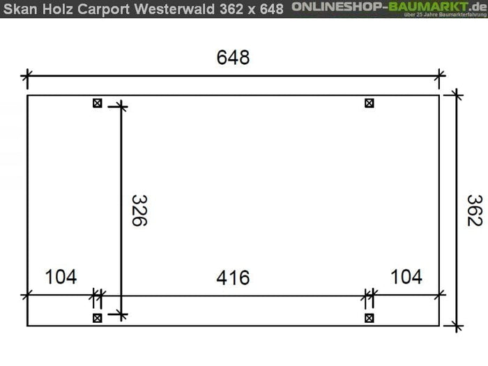 Skan Holz Carport Westerwald 362 x 648 cm Leimholz