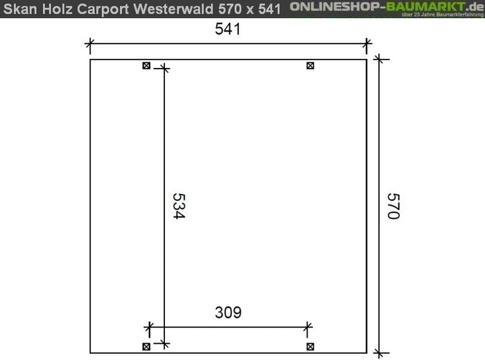 Skan Holz Carport Westerwald 570 x 541 cm Leimholz