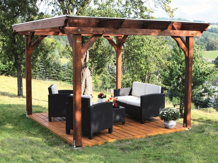 Skan Holz Flachdach Pavillon Marseille, Eiche hell