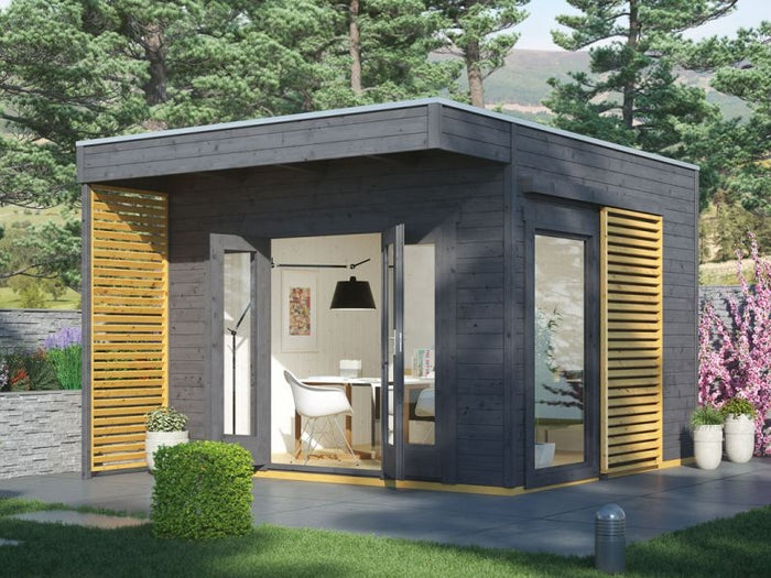 Skan Holz Gartenhaus Tokio 2 zweischalig schiefergrau