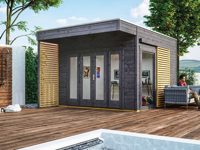 Skan Holz Gartenhaus Tokio 2 zweischalig schiefergrau