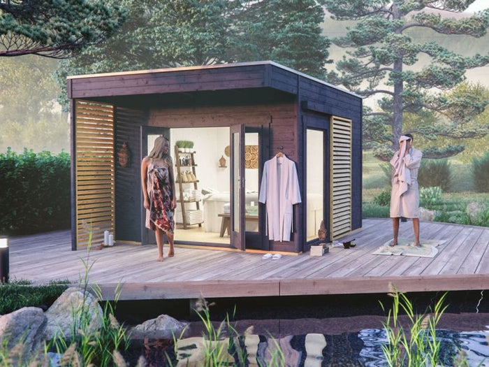 Skan Holz Gartenhaus Tokio 2 zweischalig schiefergrau