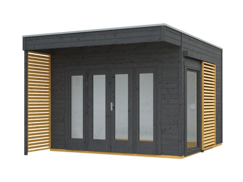 Skan Holz Gartenhaus Tokio 2 zweischalig schiefergrau