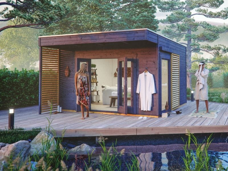 Skan Holz Gartenhaus Tokio 4 zweischalig schiefergrau