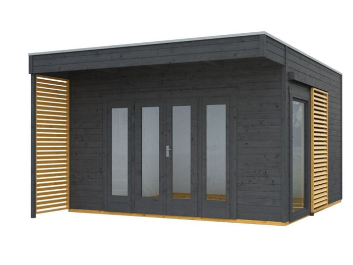 Skan Holz Gartenhaus Tokio 4 zweischalig schiefergrau